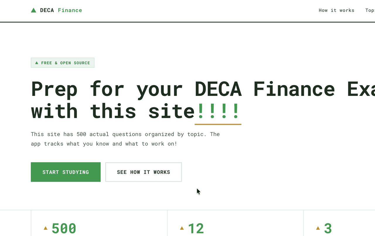DECA Finance Cluster Study Site